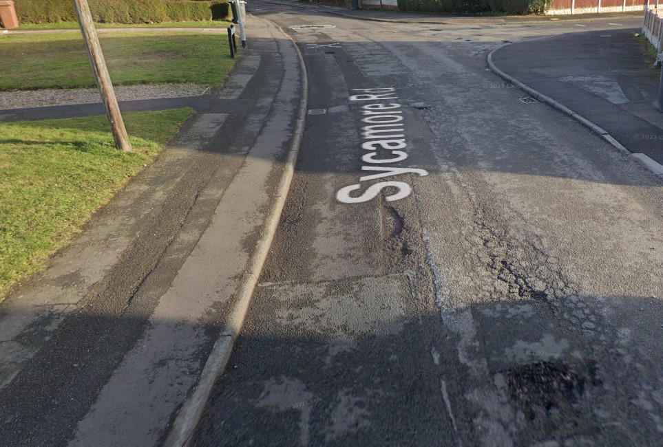 A screen grab of Google's Streetview for Sycamore Road, Burntwood